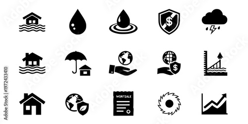 Flood Insurance Climate Change Protection Icon