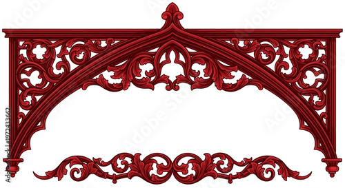 Ornate Gothic Victorian Filigree Border Frame Vintage Engraving Vector
