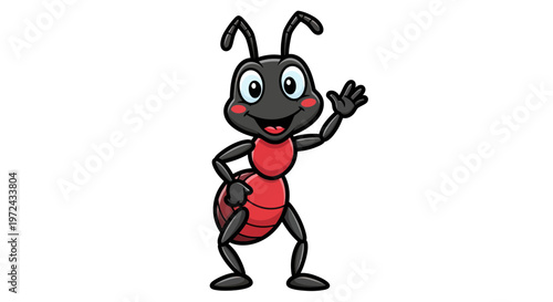 Cute Cartoon Ant Waving Hello
