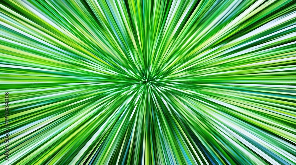 Fototapeta premium Vibrant Green Palm Fronds Radiate From a Central Point in a Starburst Pattern