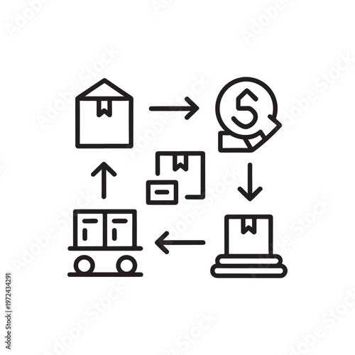 Passive Income Icon – Money Flow Concept