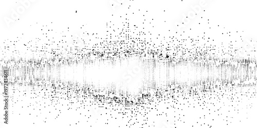 Elegant Black Square Halftone Pattern with Dispersed Pixel Effect on White Background for Minimalist Contemporary Art Vector