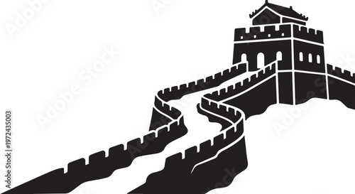 Iconic great wall of china section with watchtower