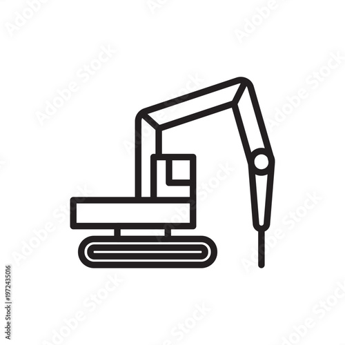 Rock breaker icon symbolizing material demolition, representing hydraulic hammer hardware, percussion tools, stone breaking gear, excavation systems, and industrial rock reduction logistics.