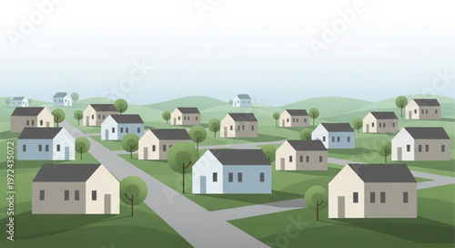 Suburban neighborhood with houses.