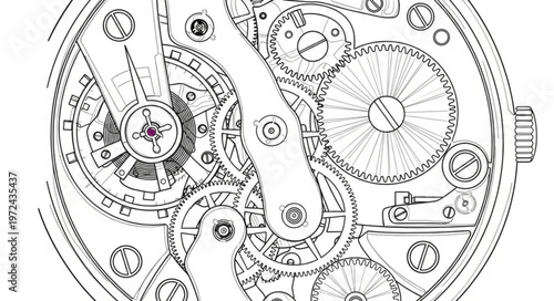 Mechanical Watch Inner Workings Closeup.