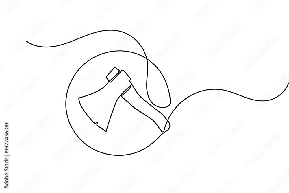Obraz premium Axe continuous one line drawing minimalist style isolated outline vector illustration