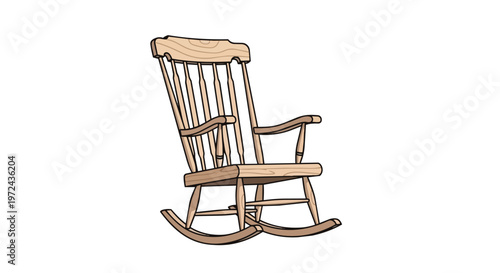 Classic Wooden Rocking Chair Illustration