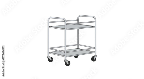 Professional Stainless Steel Two-Tier Service Trolley for Catering and Medical Use