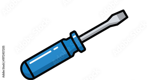 Blue Handle Flathead Screwdriver Illustration