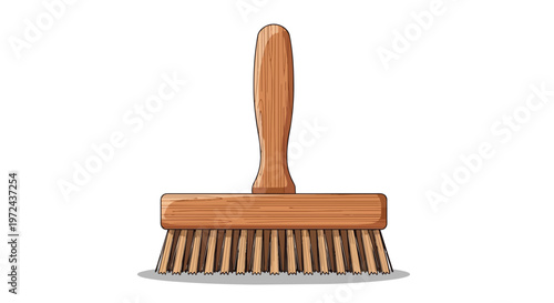 Wooden Scrubbing Brush Vector Illustration for Cleaning and Maintenance