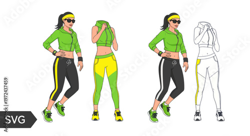 Fitness woman in sportswear, active lifestyle, vector illustration, workout clothes
