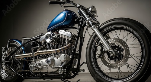 Custom Motorcycle - A Detailed View of the Chopper.