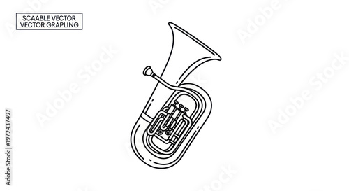 Line Art Tuba - Brass Musical Instrument Illustration