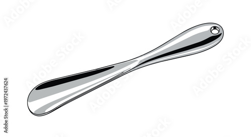 Shiny Metal Shoehorn Isolated on White Background