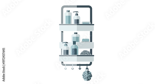Modern Bathroom Shower Caddy Organizer with Toiletries and Sponge