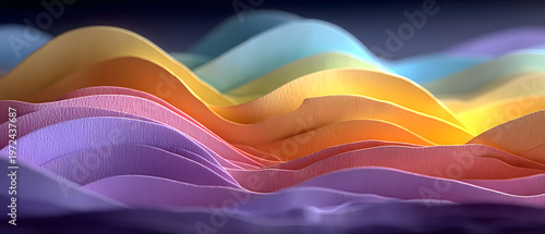 Vibrant Abstract Waves of Multicolored Paper Layers for Artistic Design Projects