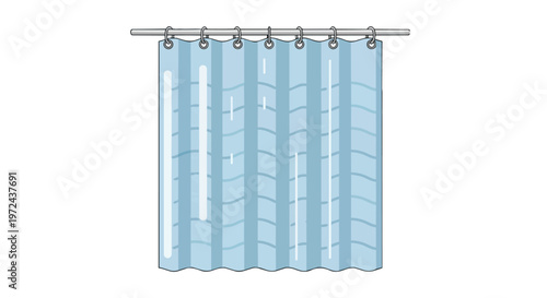 Blue Shower Curtain with Rings on a Rod
