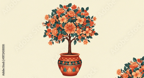 Potted Flower Plant with Blooms.