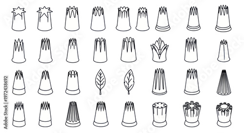 Collection of Icing Piping Nozzles, Various Shapes for Cake Decorating