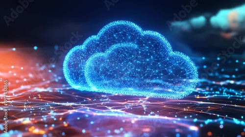 Abstract digital cloud computing concept data storage and technology