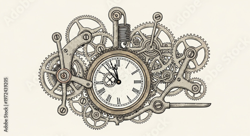 Steampunk Clockwork Gear Mechanism.