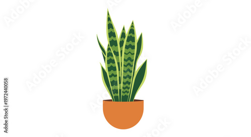 Minimalist Vector Illustration of a Snake Plant in a Terracotta Pot