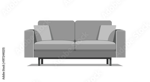 Minimalist Gray Sofa Illustration for Modern Interior Design