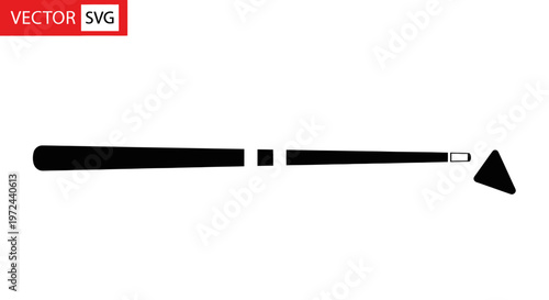 Billiard cue stick with chalk triangle on white background, sport equipment icon