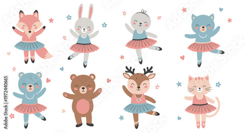 Cute Animals Dancing Ballet - Fox, Rabbit, Bear, Deer, Cat