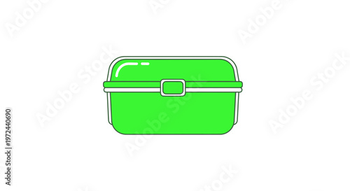 Green Lunch Box Icon, Simple Flat Design Isolated on White Background