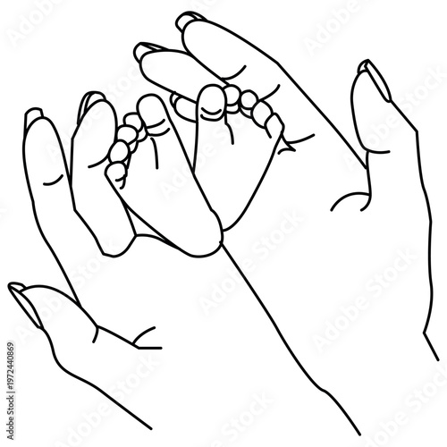 line drawing baby and mother