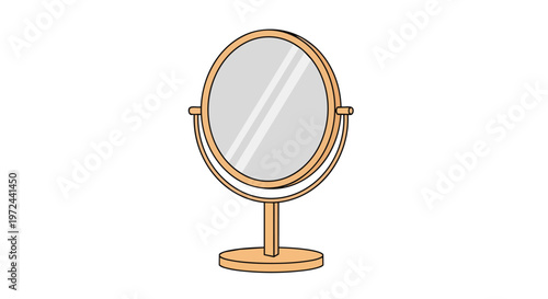 Minimalist Vector Illustration of a Round Tabletop Makeup Mirror