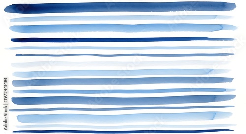 Watercolor Blue Lines - Abstract Art Composition.