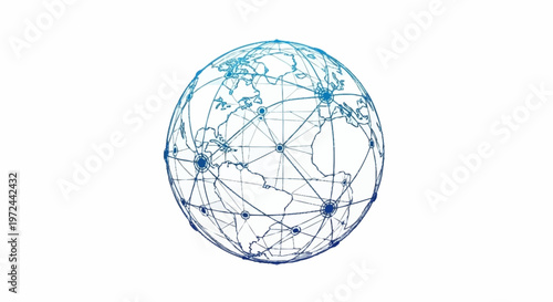 The globe showcases a network of connections on its surface map