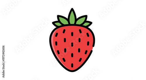 Vibrant illustrated strawberry isolated on white background for design