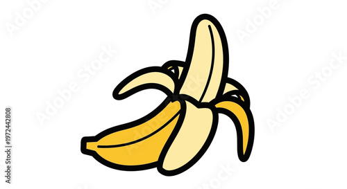 Cartoon banana peel open showing fruit vector illustration isolated