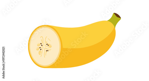 Fresh sliced banana isolated on white background for design and concept