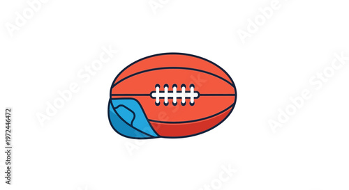 American football and computer mouse illustration on white background