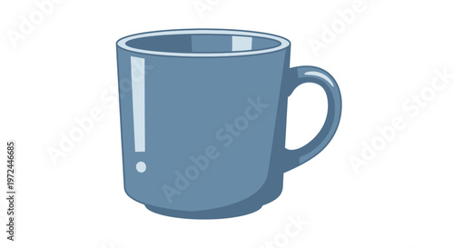Blue ceramic mug isolated on white background with copy space