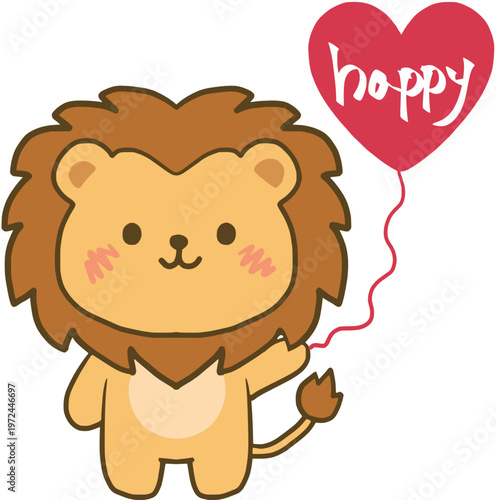 Lion holding a balloon 