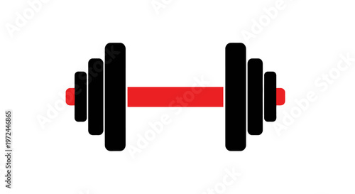 Bold dumbbell illustration on white background for fitness and exercise concepts
