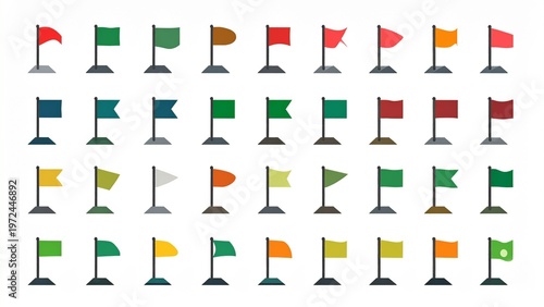 Free Download  Golf Flag Icon Set with Hole Marker and Course Symbols Vector Illustration  - GFXLoad