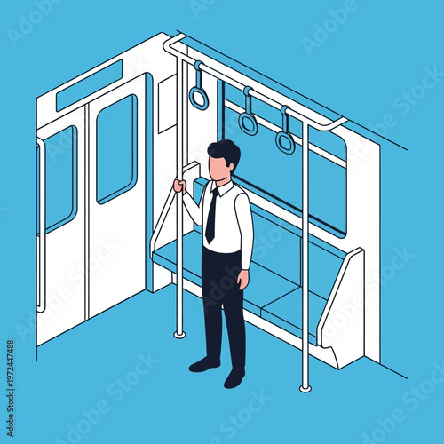 a man standing in a train car.