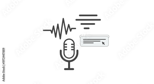 Audio recording and transcription concept illustration on white background