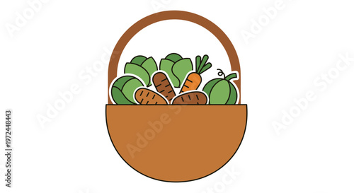 A vibrant illustration showcasing a basket brimming with fresh, healthy vegetables for harvest