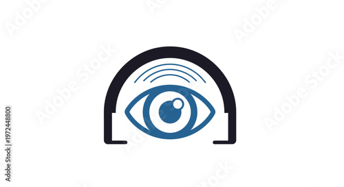 Abstract Eye Icon Suggesting Observation, Listening, or Information Processing in Design