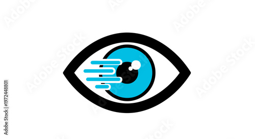 Abstract eye symbol with motion lines, modern visual concept on white background