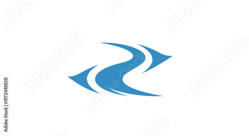 Free Download Abstract flowing river design in blue, representing movement and progress on white background - GFXLoad