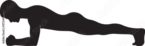 Person performing a plank exercise for core strength and stability training silhouette vector icon